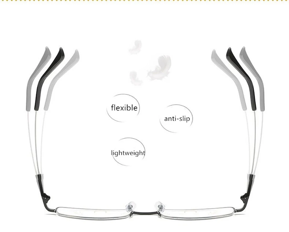Progressive Herren-Brillengestell, multifokale Lesebrille, Anti-Blaulicht-Brille, Nah-Fernsicht-Glasse Previousadras de Metal + 4 – Detail 10
