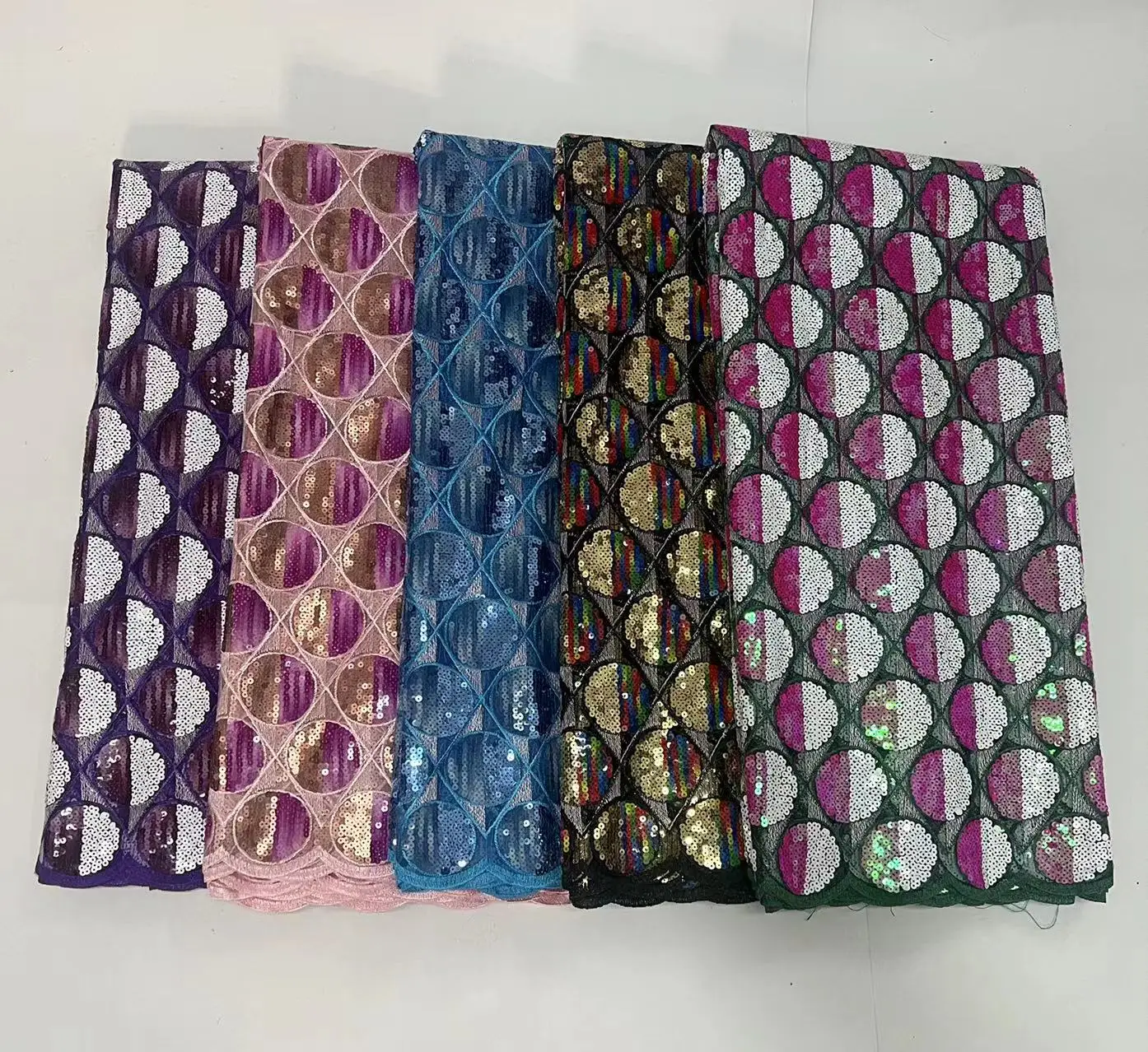 

African Lace fabric High Quality Velvet Lace Royal Blue with Sequin embroidery Nigerian Velvet Lace Fabrics For Wedding Dress 5y