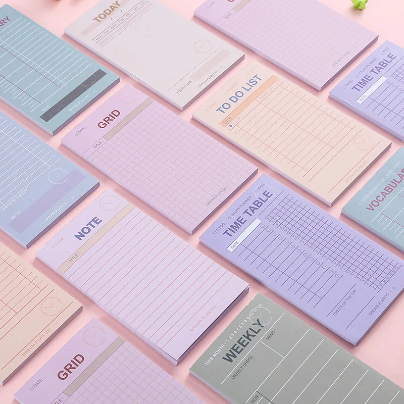 Korean Memo Pads Simple Plan Student Daily Checklist Notebook Time Clocking Schedule Week Planner Office Notepad Sticky Note Tag