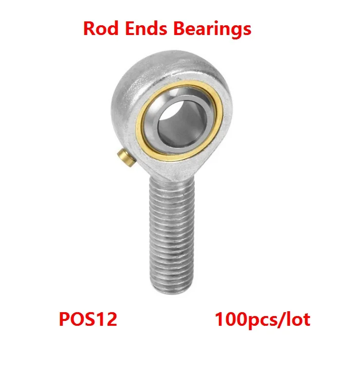 

100pcs/lot POS12 and Oil nozzle 12mm Rod End Joint Bearing Left/Right Male Ball Joint Metric Threaded For rod