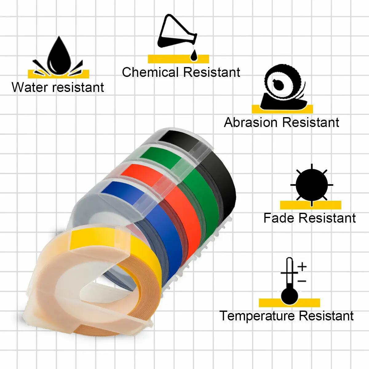 1 sztuk 9MM 6MM 12MM Dymo 3D plastikowe tłoczenie taśmy do wytłaczania drukarka do etykiet etykiety pcv DYMO 1610 12965 1880 1540 Motex E101