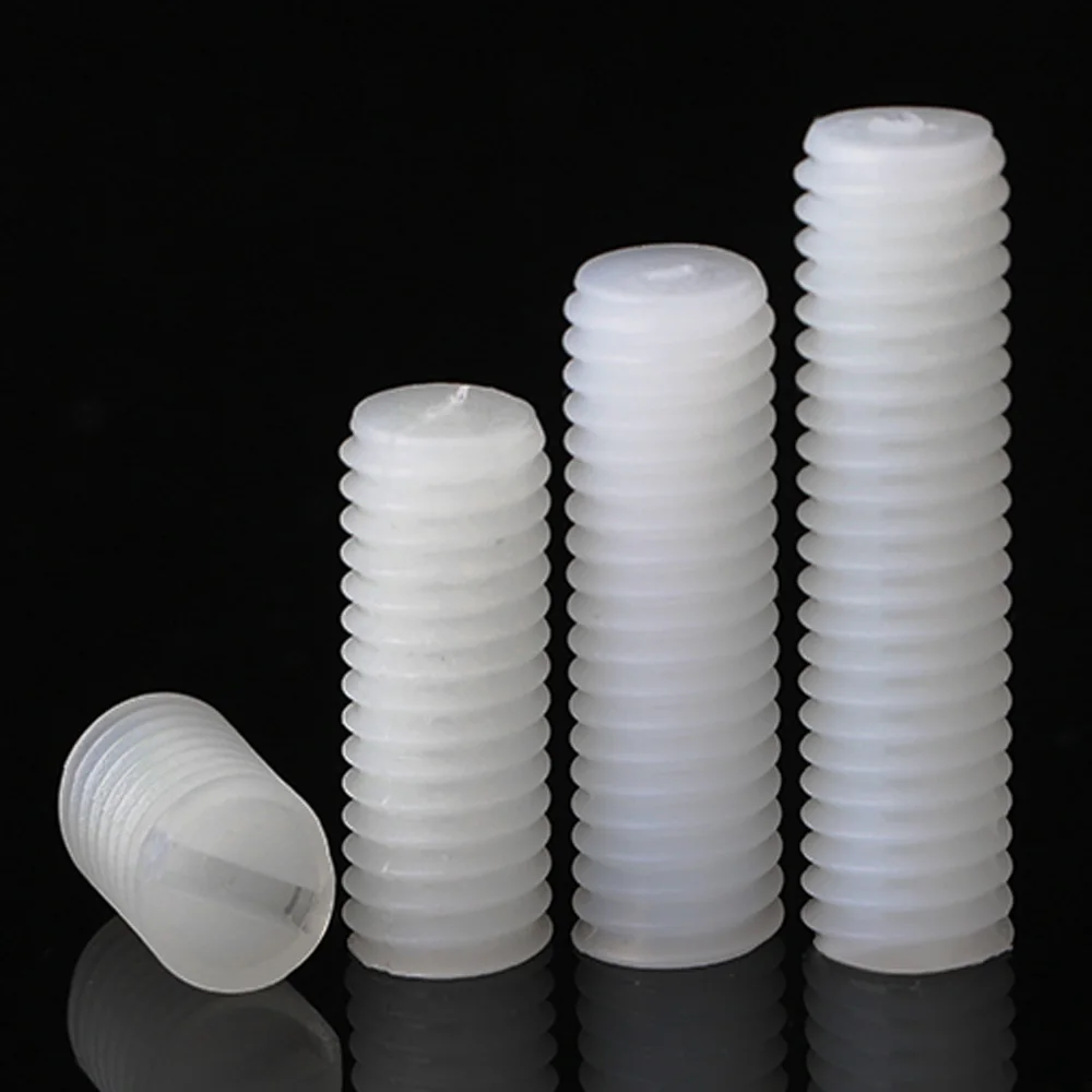 

10/50x M3 M4 M5 M6 M8 Metric Thread White Nylon Plastic Insulated Slotted Flat Point End No Head Headless Grub Bolt Set Screw 40