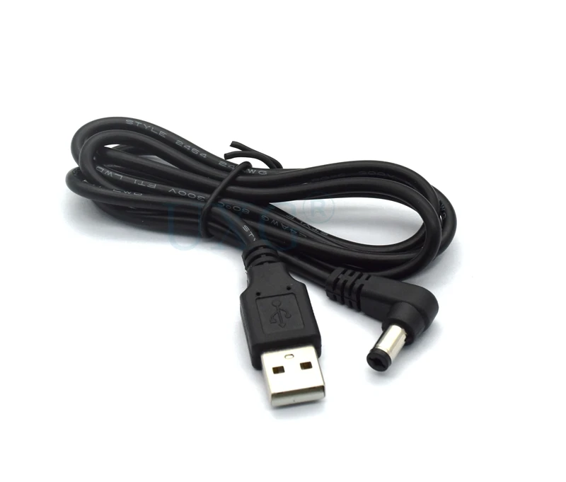 90 Right Angled USB to 5.5 mm/2.1 mm 5 Volt DC Barrel Jack Charger DC 5.5*2.1 Power Cable 1m 3ft Type interface converter