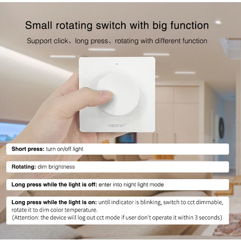 Imagem -02 - Miboxer-painel de Interruptor Rotativo k1 Wi-fi Regulável 2.4g Temperatura de Cor Instalação Magnética 3v