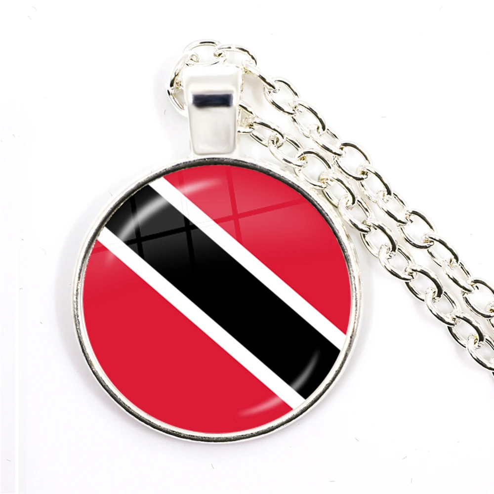 Trinidad,Sierra leone,Jamaica,Guyana,Ghana,UK,Libya,Estonia,India National Flag 25mm Glass Cabochon Pendant Necklace For Women