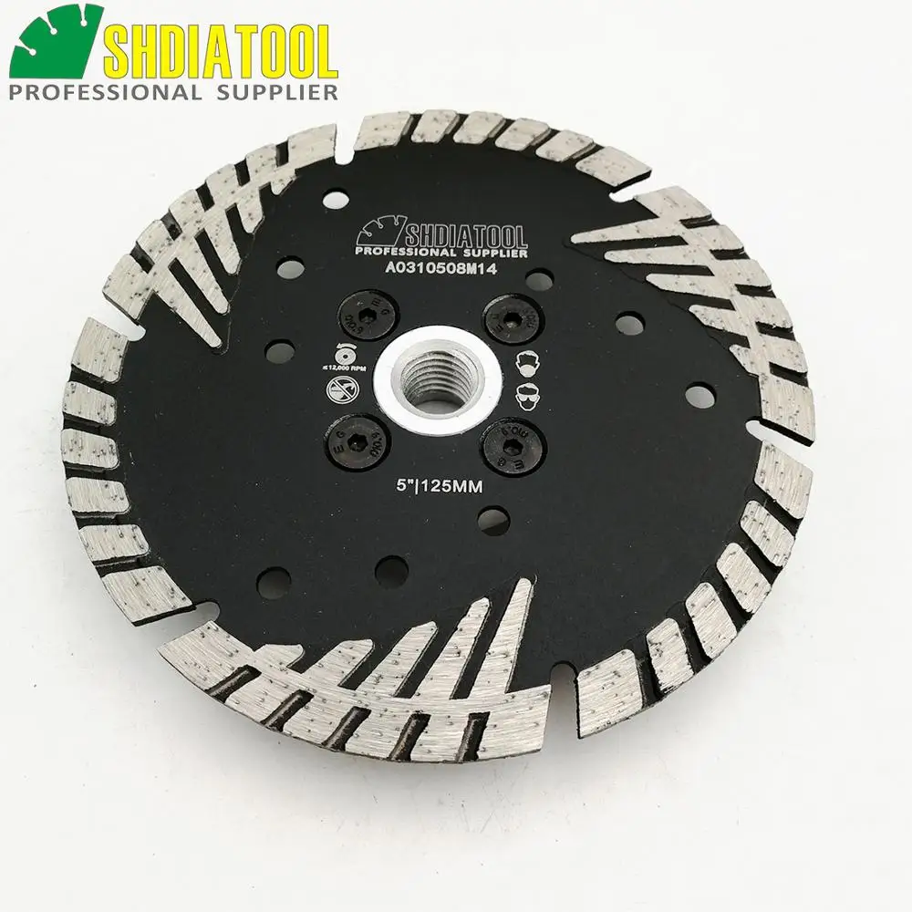 Imagem -05 - Diatool Pcs 125 mm Diamante Prensado a Quente Turbo Lâmina com Dentes de Proteção Inclinação para o Concreto de Pedra com Flange M14