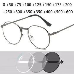 Retro Reading Glasses Men and Women Brand Designer Round Optical Eyewear Trend Metal Glasses +50 +75 +100 +150 +200 +300 To +600