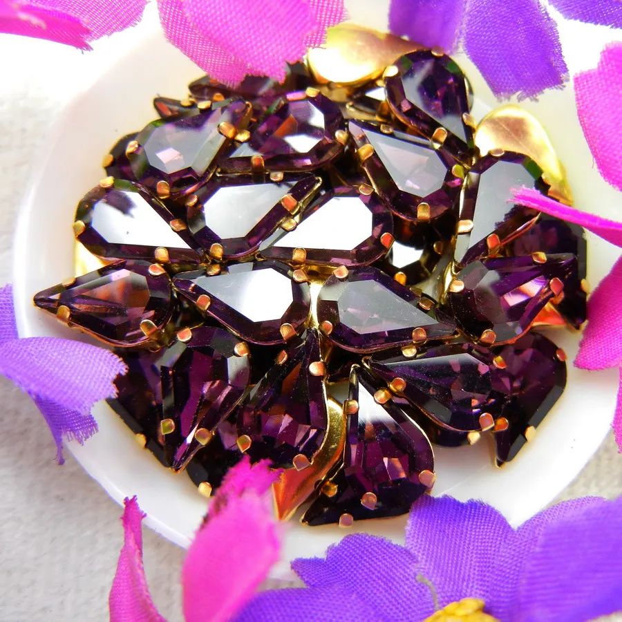 Glaskristall Goldklauen 3*6mm 6*10mm 8*13mm Fantasiefarben Schlanke Wassertropfen Birnenform Aufnähbare Strass-Perlen Handarbeit DIY – Detail 12
