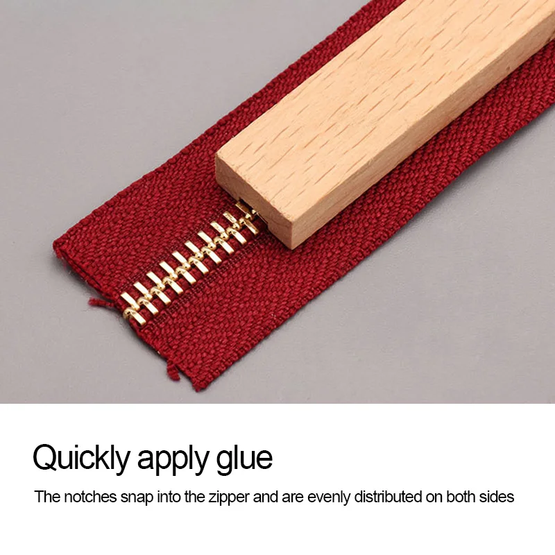 QJH DIY Handmade Leather Tools for 3#5# Zipper Gluing Anti-overflow Ruler Wood Zippers Glue Tool Sewing Accessories