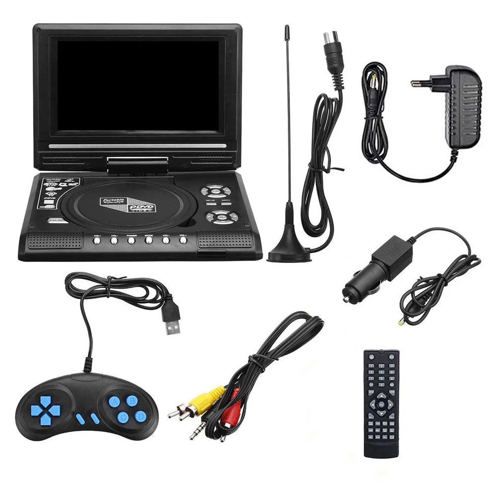 7.8inch 16:9 Widescreen DVD Player 270° Rotatable LCD Screen Home Car TV DVD Player Portable VCD MP3 Viewer with Game Function