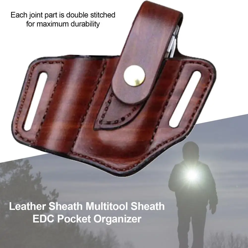 Flashlight Leather Sheath Multitool Sheath EDC Pocket Organizer Holster Pouch Bag Pocket Hunt Camp Outdoor Carry Multi Gear