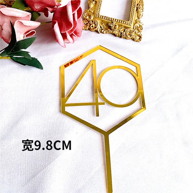 Neue 10/18/20 Zahl Alles Gute zum Geburtstag Kuchen Topper Gold Geburtstag Party Acryl Cupcake Topper Hochzeitstag Dessert Dekoration – Detail 28