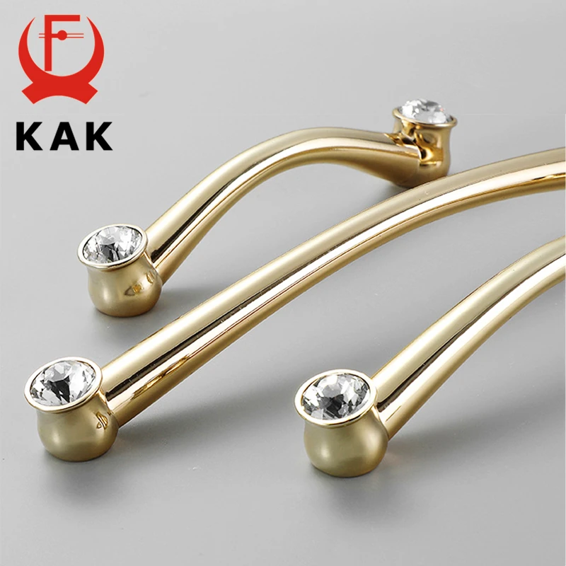 KAK Gold Crystal Knobs Kitchen Cabinet Handles Shoebox Closet Door Pulls Drawer Knobs Wardrobe Pullers with Screws Hardware