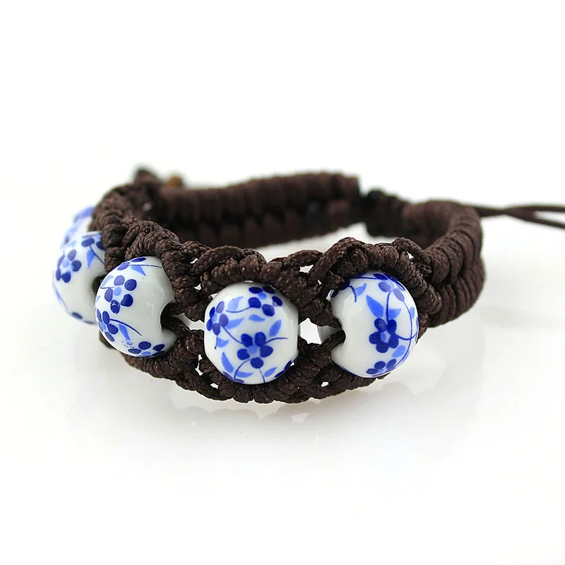 Multicolor Knit ceramic beads classic Charm Leather Bracelet Bangle classic handcraft spring gift pulseras  women bracelet