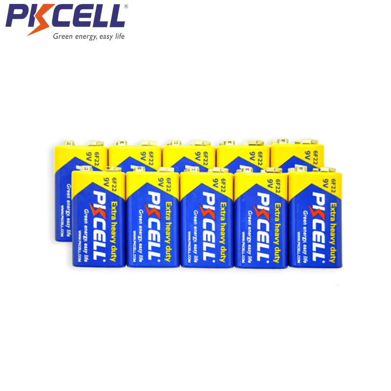 10 sztuk PKcell 6F22 9V bateria PPP3 6lr61 Super Heavy Duty suche baterie nie akumulatory do elektronicznego termometru radiowego