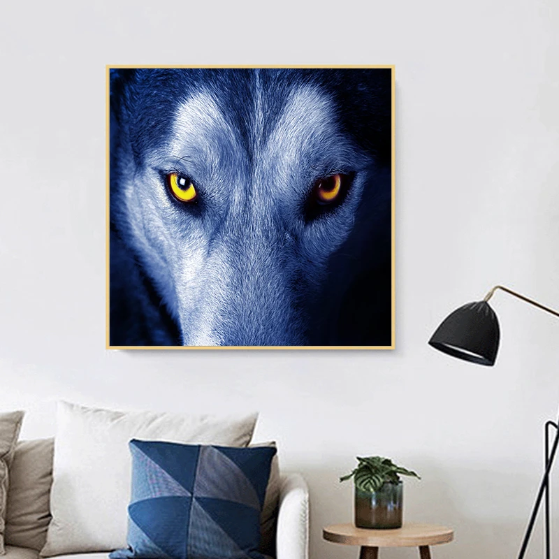 HD Home Wall Art Decor Canvas Poster Prints Pictures, Wolves Collection Holographic Flipping Images,Wolf in Dark,Wall Decoration