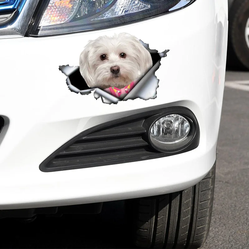 A0108 #13 Cm/20Cm Zelfklevend Sticker Schattige Maltese Hond Auto Sticker Waterdichte Auto Decors Op Bumper Achterruit Laptop