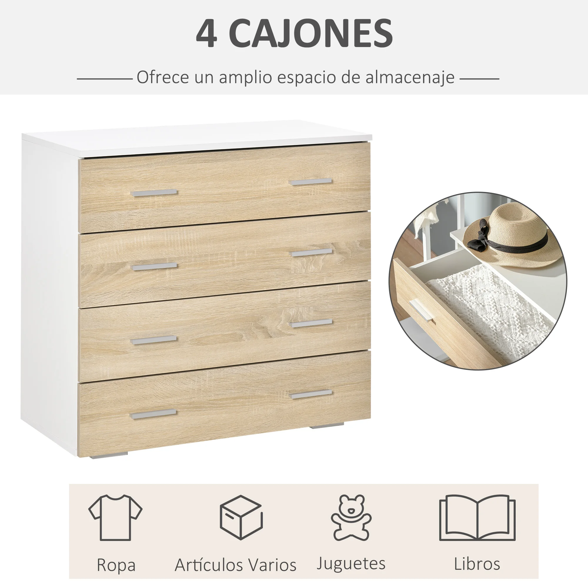 Comfortable HOMCOM 4 drawers modern bedroom hallway living room