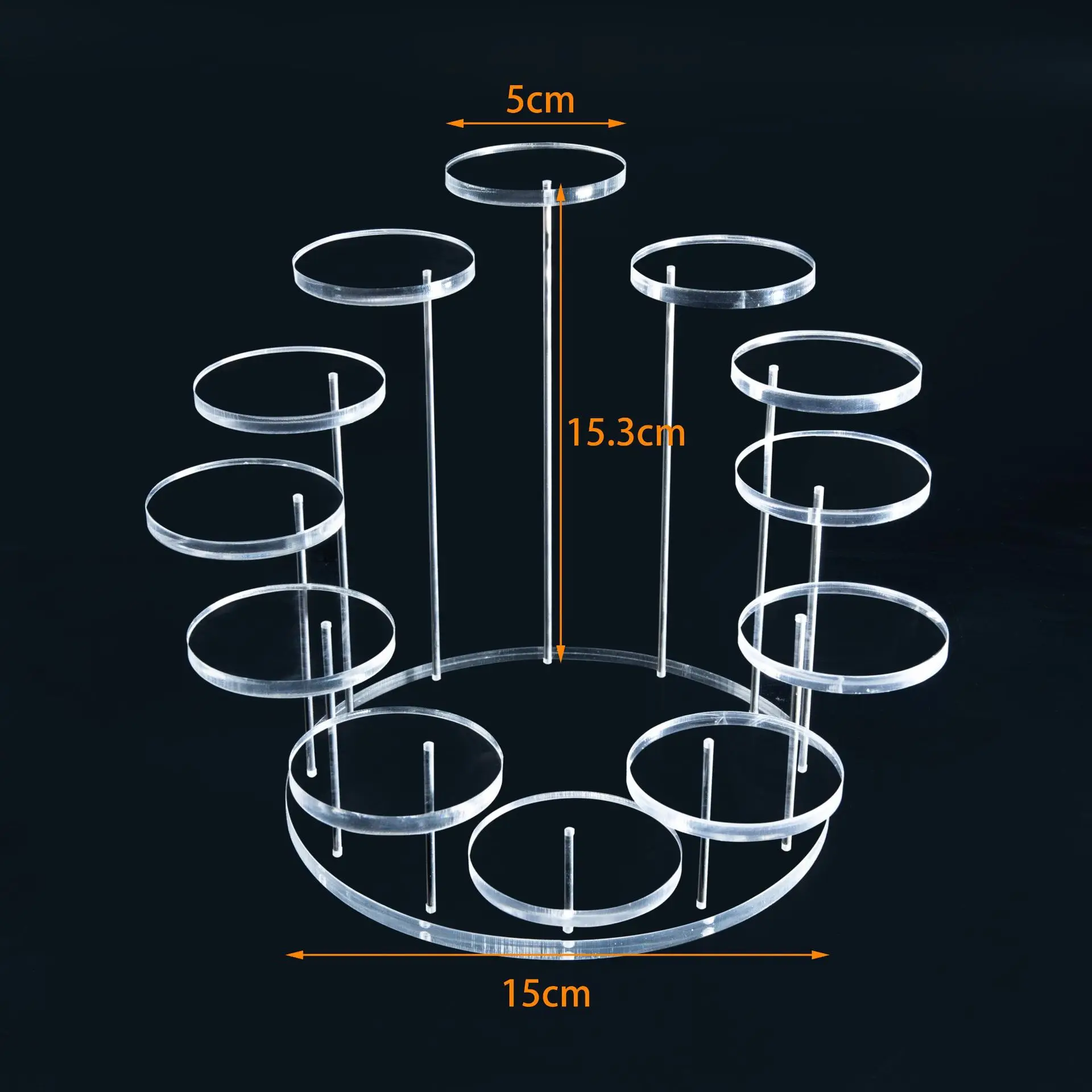 Acrylic Ring Jewelry Display Stand Multi-Layer Round Plexiglass Pendant Show Rack Cake Display Stand Kitchen Baking 3 Tray