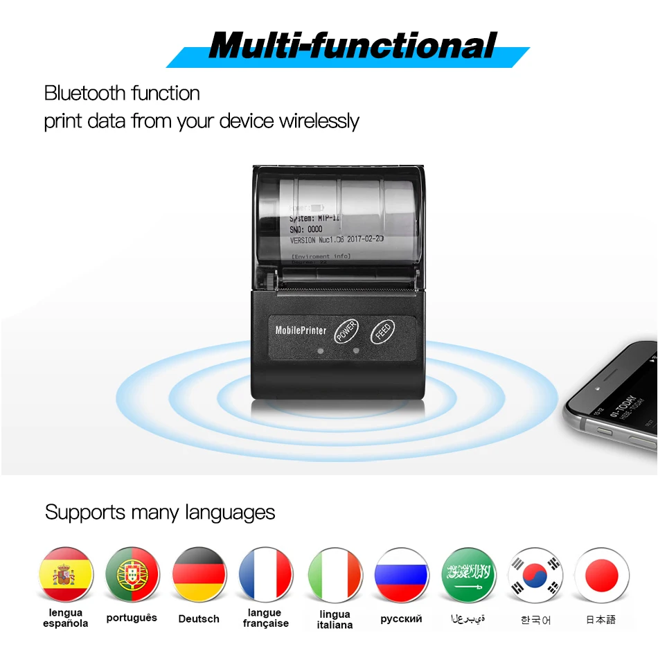 Loyverse POS SII e-boleta Android Mini Bluetooth Wireless Thermal Receipt Printer 58mm Bill Machine Maker with Paper Roll Print