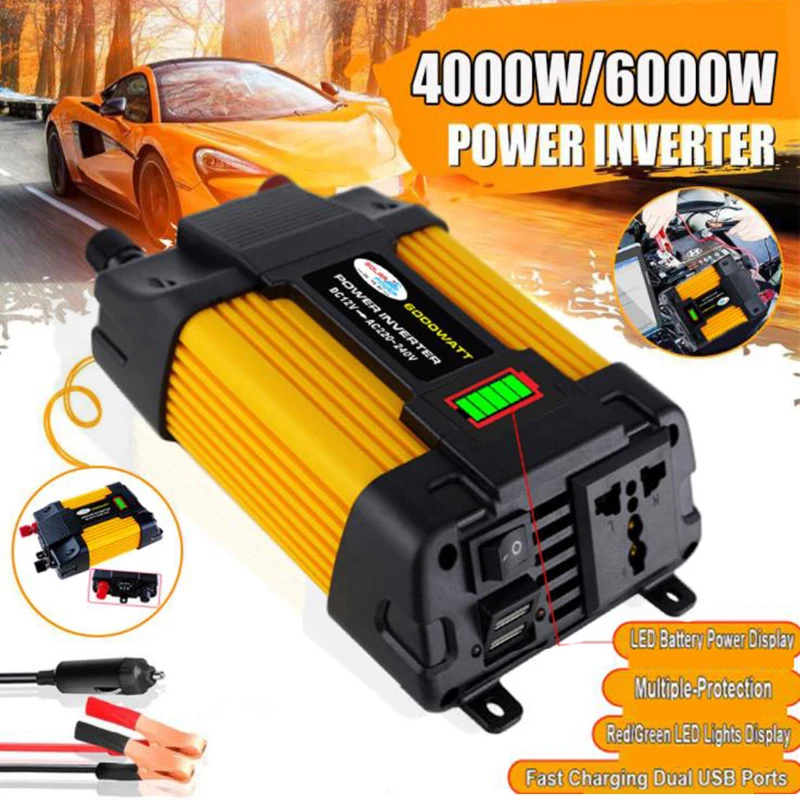 LED Power Display 6000W/4000W DC 12V to AC 220V/110V Car Power Inverter Charger Converter Voltage Transformer