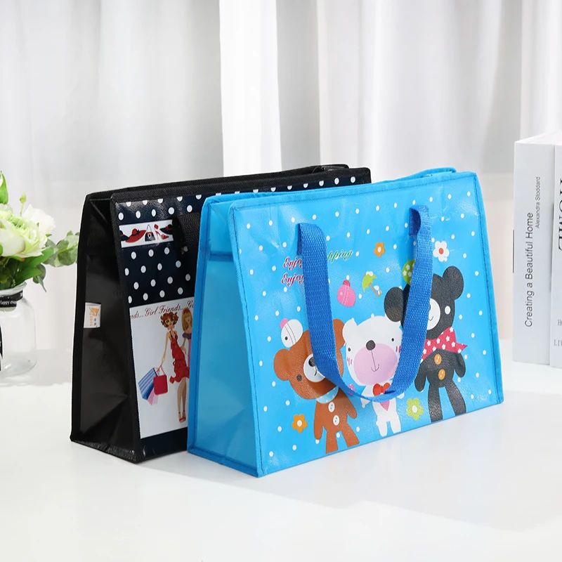 Fashion Large Capacity Shopping Bag Waterproof Reusable Foldable Non-Woven Storage Pouch Flower Print Shoulder Handbag