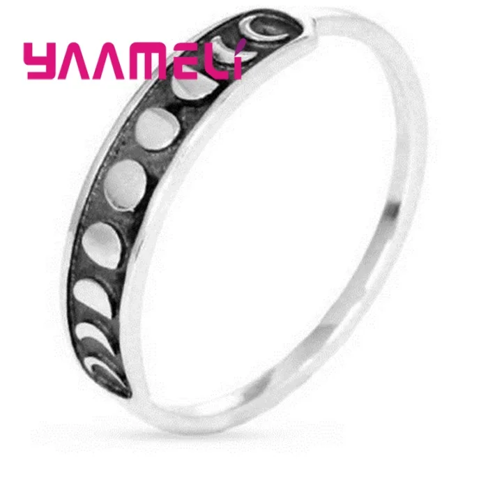 Punk Style Vintage Moon Design 925 Sterling Silver Rings For Women Wedding Sweet Accessory Europe Jewelry Gift