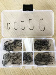 100PCS/Box 200PCS/Box 9147 High Carbon Steel Fishhook Kit Black 90 Degree Aberdeen Offset Jig Fishing Hooks Set Size 8#-1#