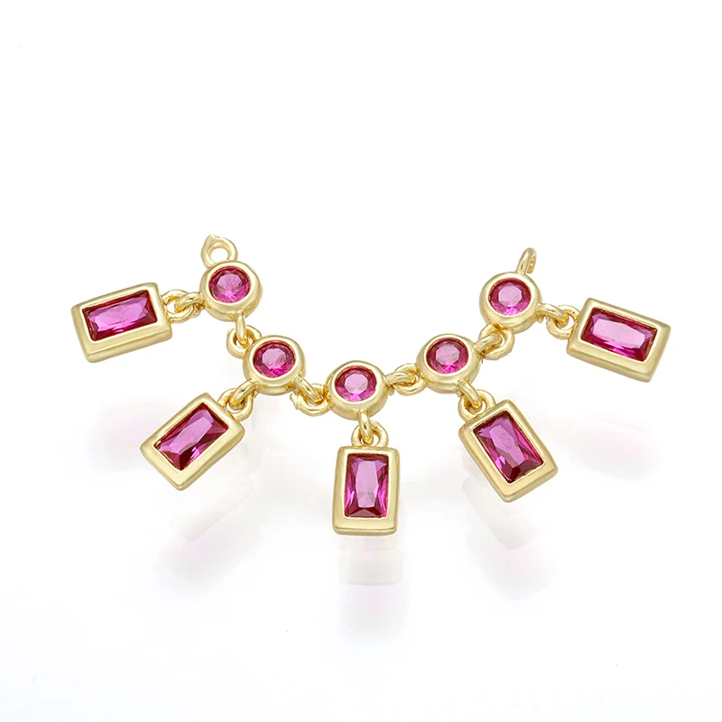 ZHUKOU 14x37mm Brass Cubic Zirconia purple Crystal Necklace Chain for Women\'s Necklace Bracelet Jewelry Accessories Model:VL26