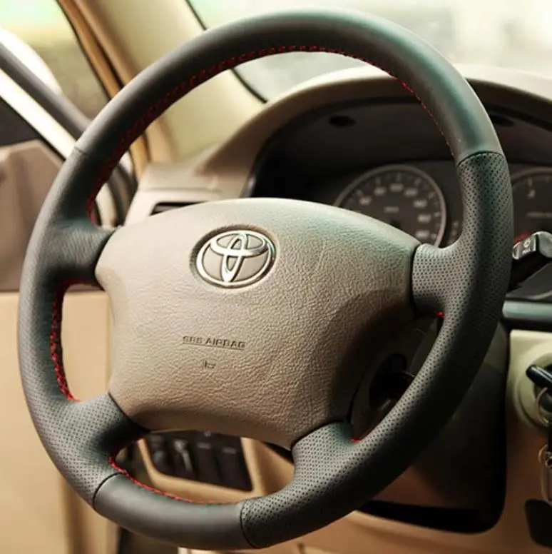 Ręcznie szyta skórzana osłona kierownicy dla Toyota Land Cruiser Prado 120 Land Cruiser (1998-2007) Tacoma(2005-2011)
