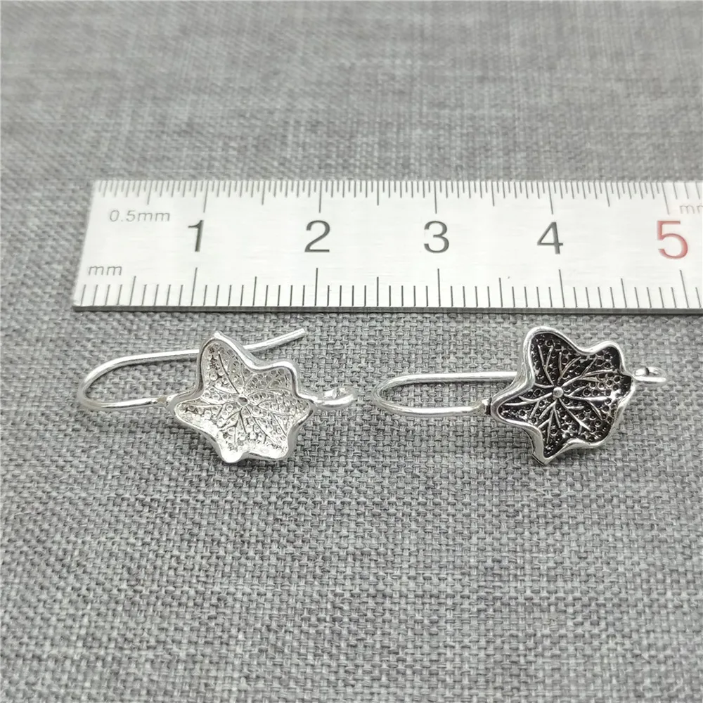 2 Pairs of 925 Sterling Silver Lotus Flower Earring Ear Wire Hooks for Yoga