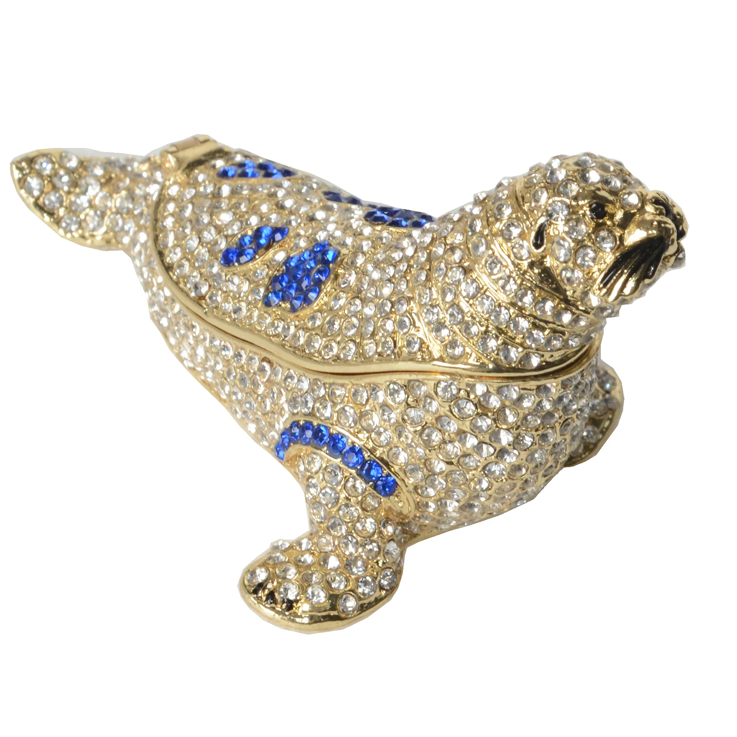 Crystal Stone Encrusted Fur Seal Trinket Jewelry Box, Necklace Holder, Blingbling, Birthday Gift
