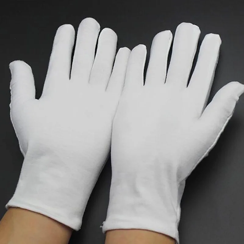 Gants en coton blancs classiques pour hommes et femmes, mitaines, gants de sueur, gants de serveurs, gants de chauffeurs, gants de bijoux, gants de travailleurs