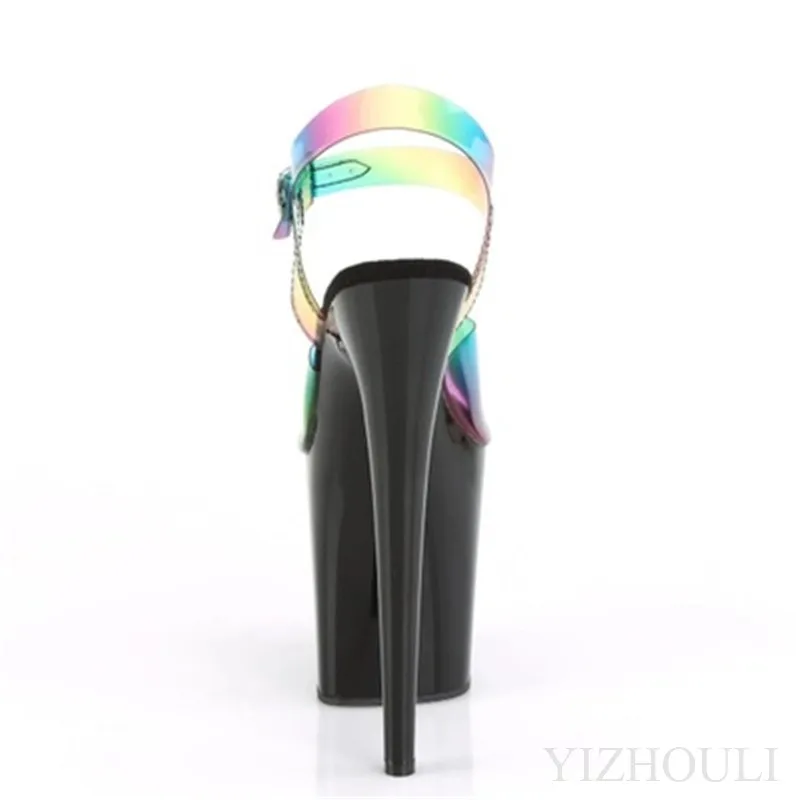 20cm sexy rainbow effect uppers waterproof platform pole dancing high-heeled sandals 8-inch model shoes