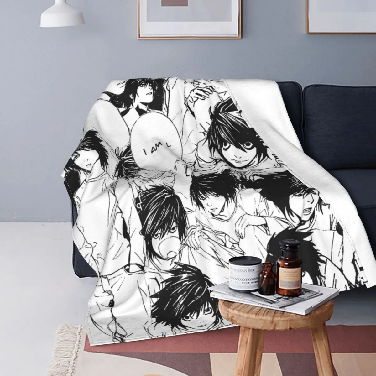 Lawliet Collage Blanket Anime Fleece Throw Blankets Bedroom Sofa Decoration Soft Warm Bedspreads