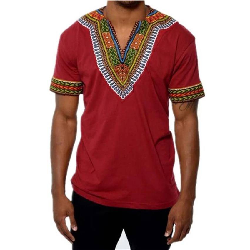 Vestido Dashiki africano para hombre, camiseta informal de manga corta con estampado rico bazin, 6 colores, moda de verano, 2022