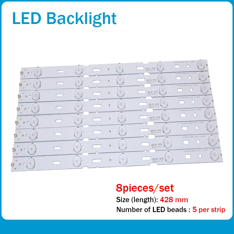 

New Kit 8 PCS 5LED 428mm LED Backlight strip for TV 40VLE6520BL SAMSUNG_2013ARC40_3228N1 40-LB-M520 40VLE4421BF