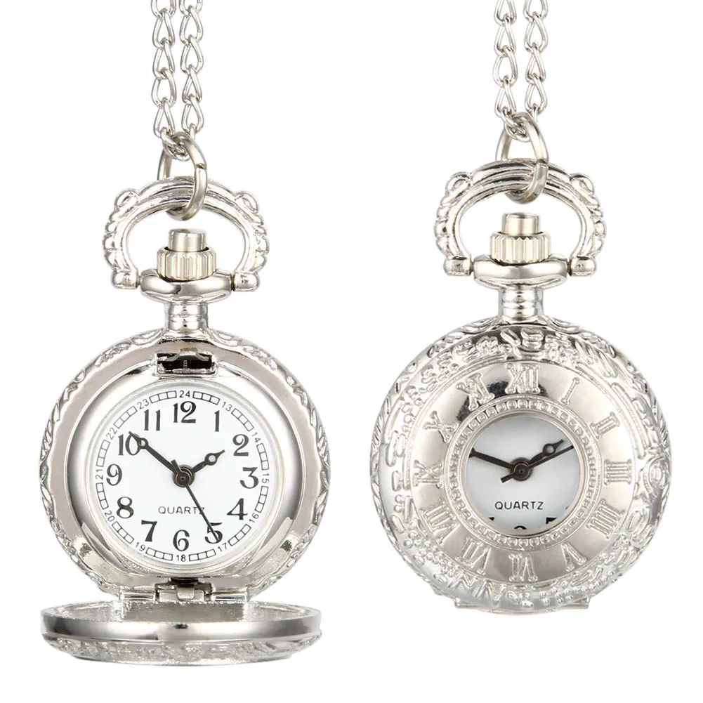 Fashion Vintage Pocket Watch Alloy Roman Number Dual Time Display Clock Necklace Chain Watches Birthday Gifts UND Sale