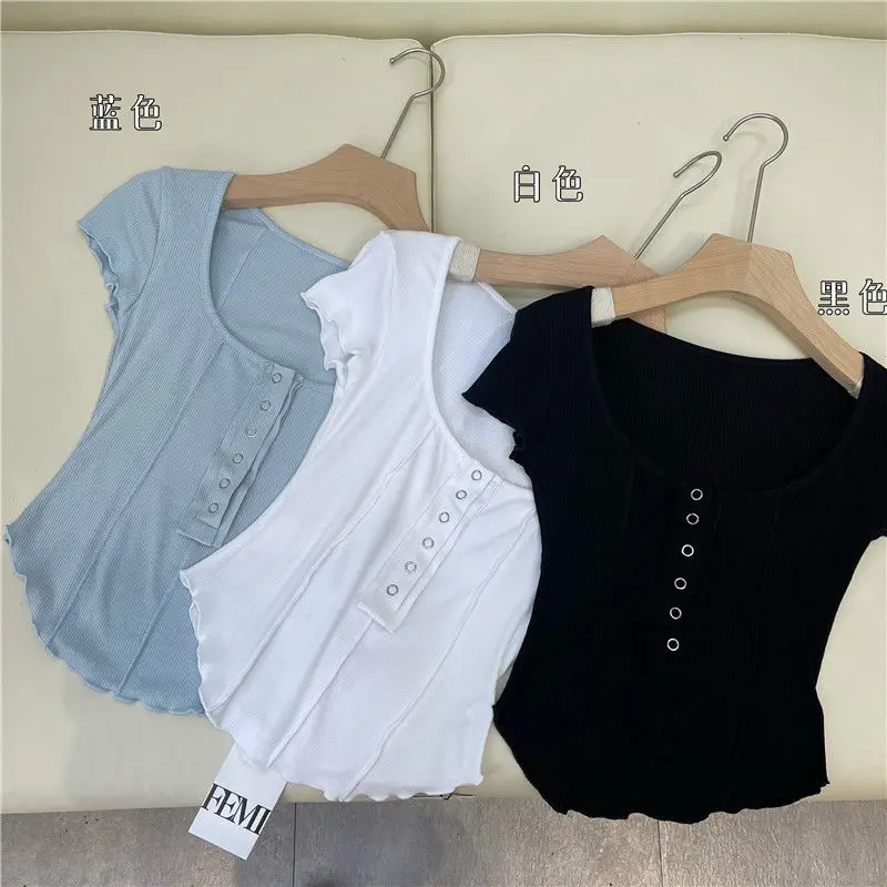 

Summer 2021 new niche design, small waist, slim fit, careful machine, pure desire for style, spice girl T-shirt, women's short s