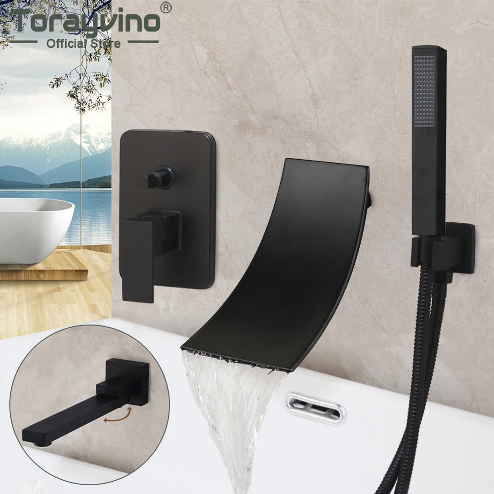 

Torayvino 3 Pcs Bathroom Shower Faucet Set Bathtub Wall Mounted Rainfall Shower Head Diverter Mixer Water Tap Handheld Spray Set