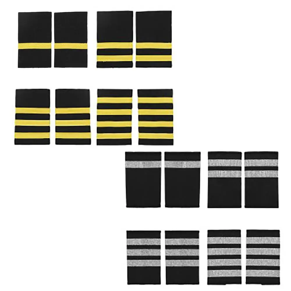 Professional Pilot Captain Uniform Epaulets Traditional Military Shoulder Badge Stripes Bar Epaulettes DIY Shirts Decor Epaulet