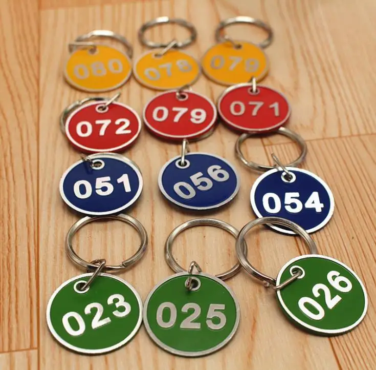 5 Set Number 1-100 Metal Sign Keychain Signage With Ring Digital Label Tag Number Card Plate With Key Chain SN1037