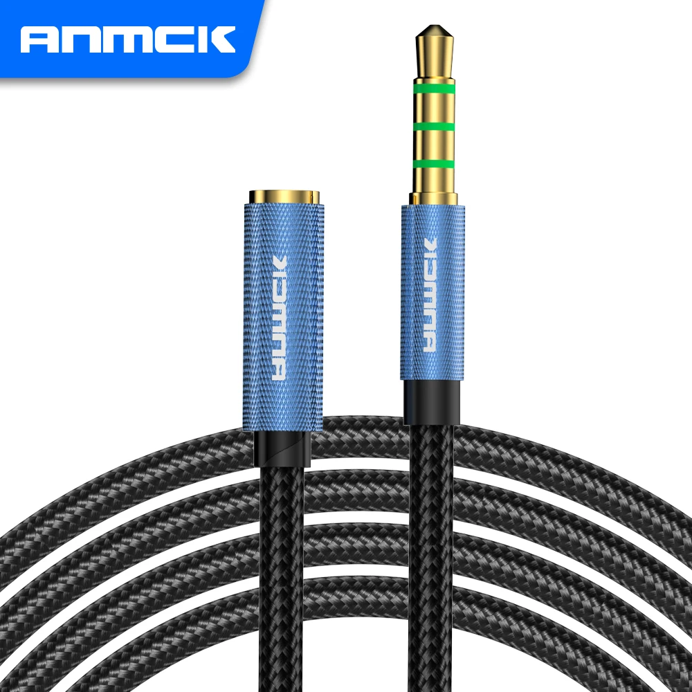 Anmck Audio Auxiliary Stereo Headphones Extension Cord 3.5mm AUX Jack Male to Female Extender Cable For Speakers Phones Tablets