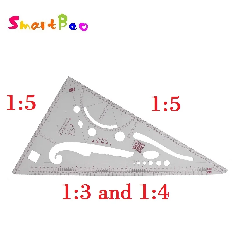 1/5 Multi-function Clothes Ruler 1:3 1:4 1:5 Proportion Triangular Scale Ruler for Clothing Measure Grading Essential Tool