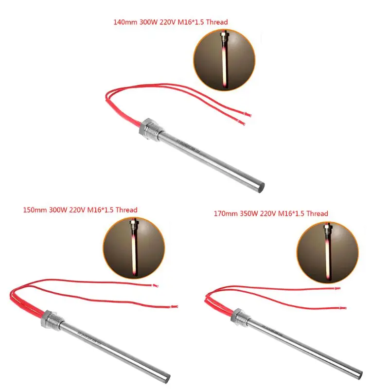 Encendedor de ignición de 350W y 220V, estufa de bolas de madera de varilla caliente de 10x140/150/170mm, rosca M16 x 1,5 para parrilla de chimenea