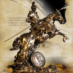 Vintage Warrior Armor Sculpture Ancient Roman Sparta Sculpture Medieval Creativity Resin Knight Statue Home Decor Bar Figurine