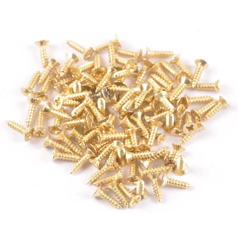 100PCS เงิน/ทอง/Bronze แบนหัวสกรูช่างไม้สกรูขนาดเล็กเฟอร์นิเจอร์ไม้กล่องอุปกรณ์ฮาร์ดแวร์ Cp2421