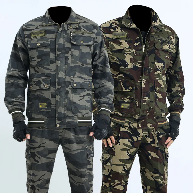 Spring And Autumn Camouflage Clothing Set Cotton Elastic And Wear-resistant Work Clothes Outdoor Casual Men's Clothing