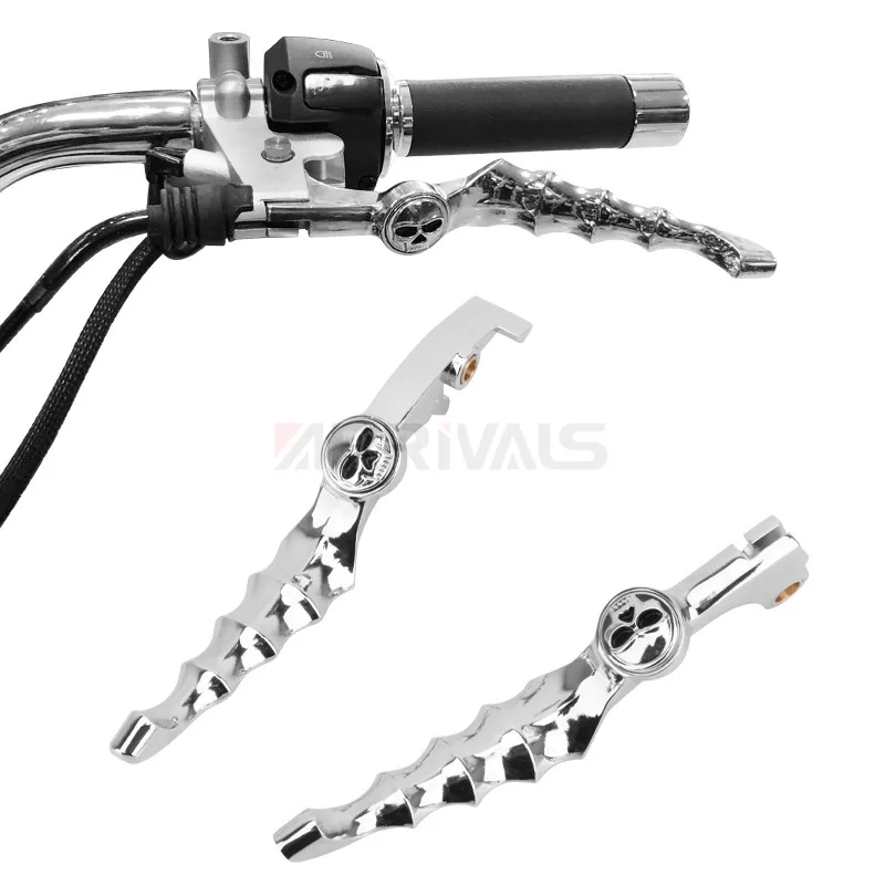 1 Pair Motorcycle Skull Front Brake Lever With Clutch Lever Brake Stop Handle Grips Set For LiFan V16 LF250-D LF250-E