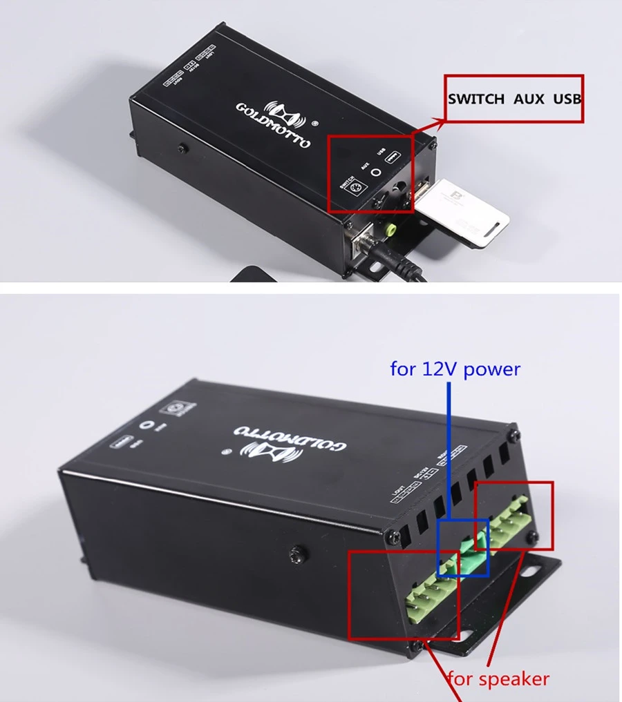 12V High Power Audio Amplifier MP3 Player Bluetooth For Motorcycle ATV FM Radio USB AUX Music Sound System